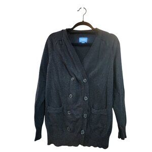 Simply Vera Vera Wang Black Button-Up Cardigan Sweater XL Womens Cotton Blend